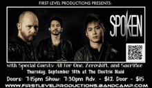 Spoken in Concert with Special Guests Shadow Burn and Zero Shift