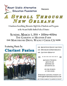 Mdaef Presents Clarinet Fusion: a Stroll Through New Orleans - a Fundraiser Benefitting Alternative High School Students and Programs in the Mount Dia